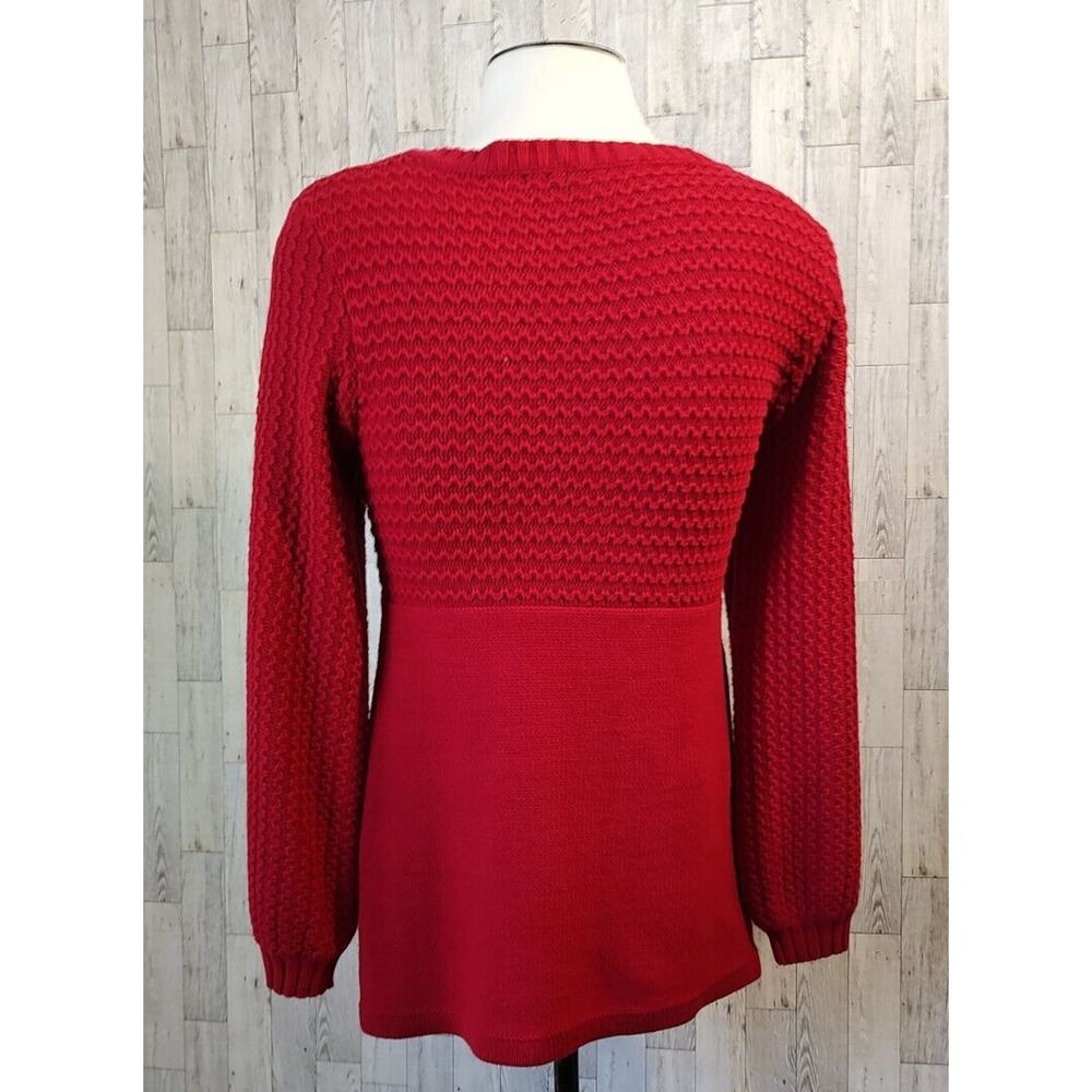 Style & Co. Woman's Red Pullover Sweater Size M Cable Knit Stretch 3 knit Styles - Picture 2 of 11
